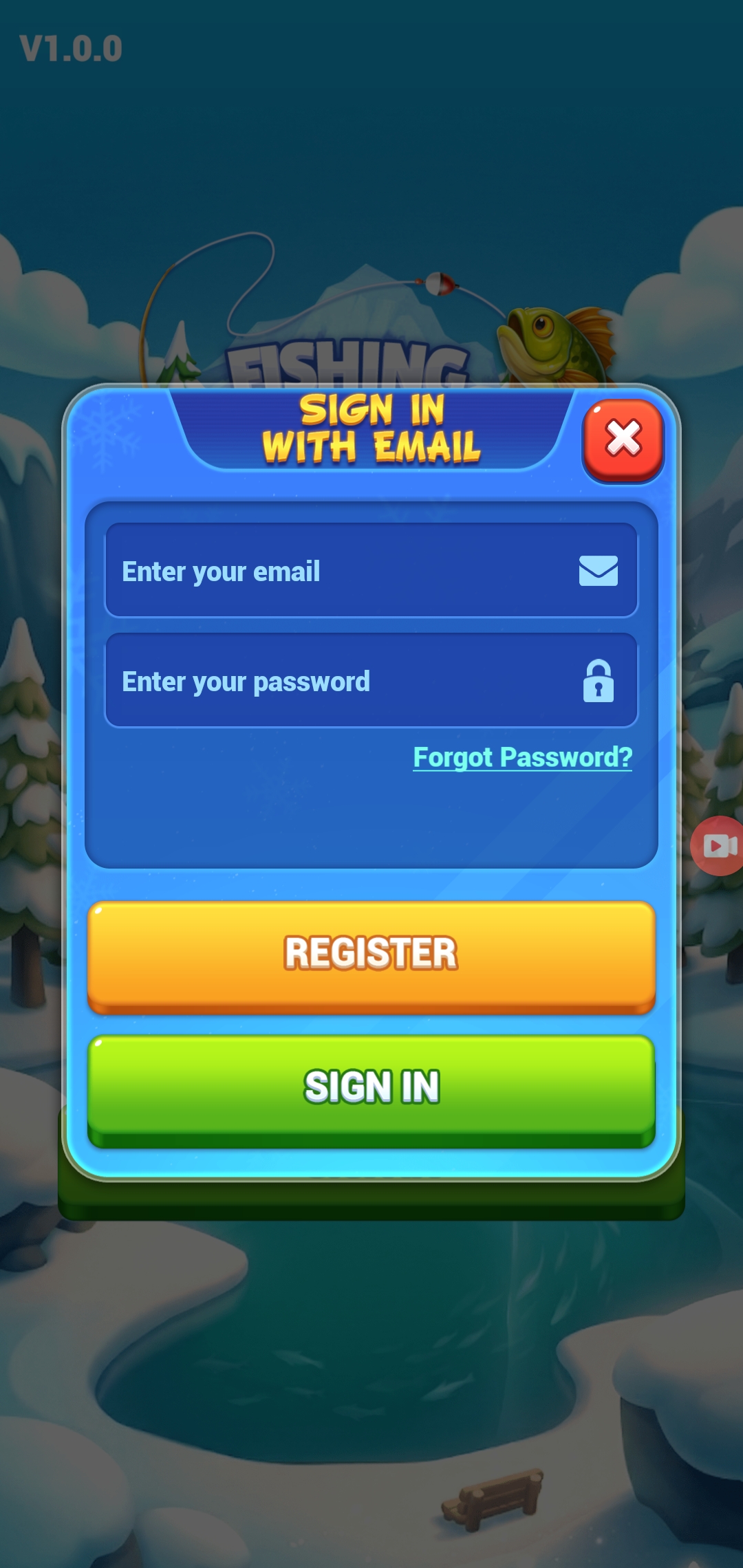 In-app email sign-in screen